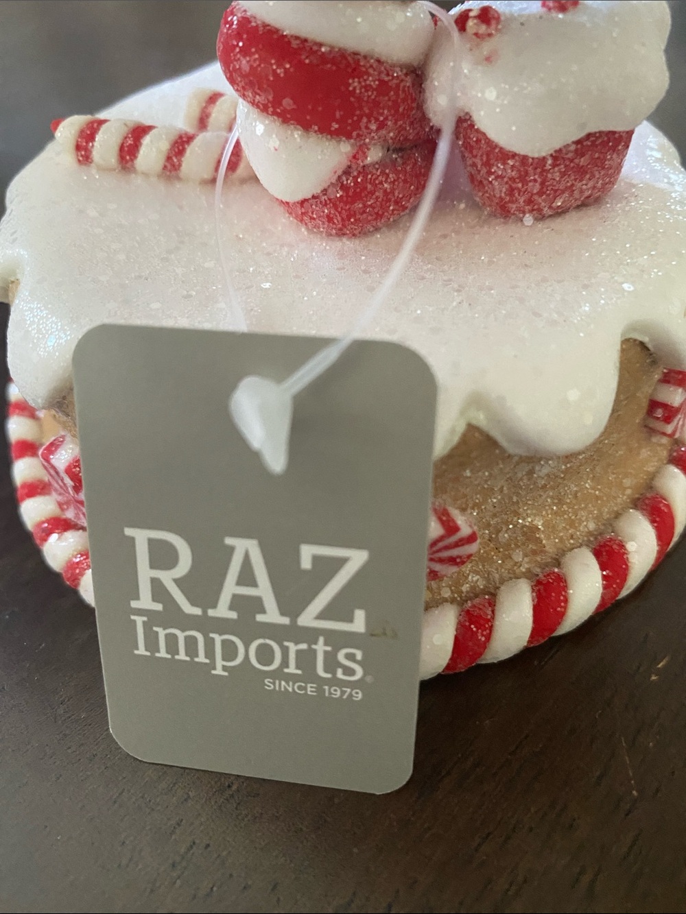 RAZ Holiday Peppermint Gingerbread Tree Table Decor - Red and White NWT 12” Tall - Picture 5 of 5